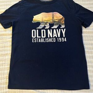 Old Navy Men's Black Graphic Tee with Bear Design